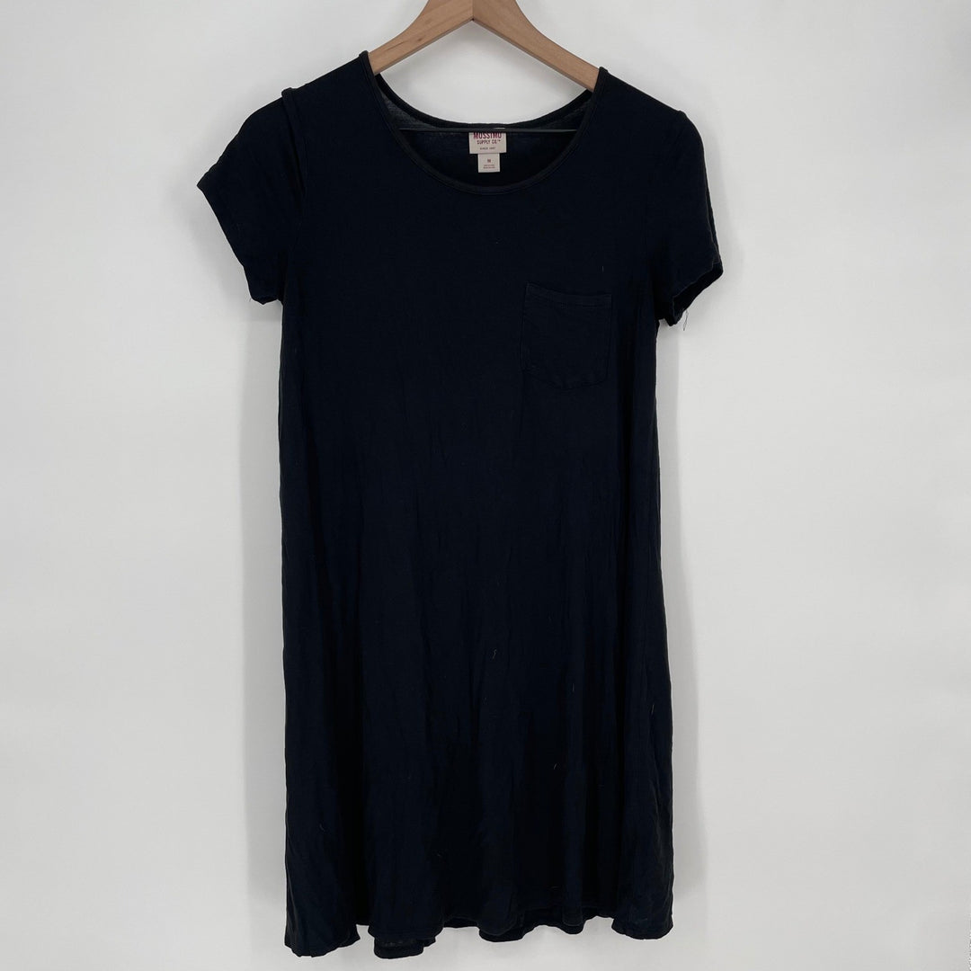 Mossimo Supply Co Black Pocket T Shirt Dress Size M Rayon Spandex Short Sleeve