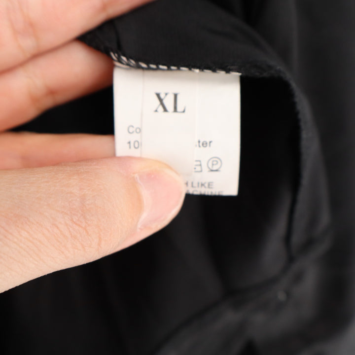 Shirt Womens XL Black High Low Hem Long Sleeve Spread Collar Button Up