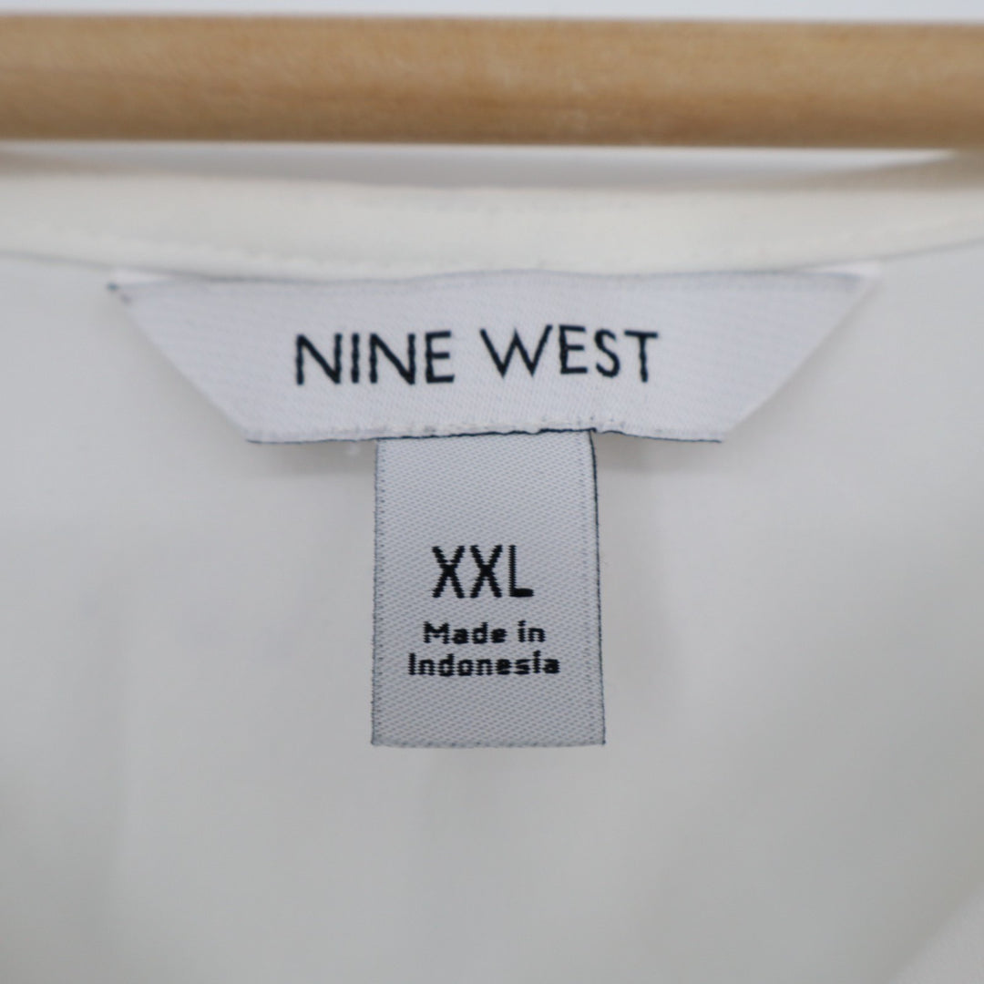 Nine West Tank Top Womens 2XL White V-Neck Casual Sleeveless Wide Strap Pullover