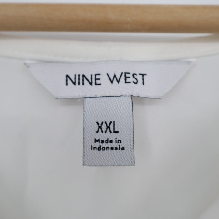Nine West Tank Top Womens 2XL White V-Neck Casual Sleeveless Wide Strap Pullover