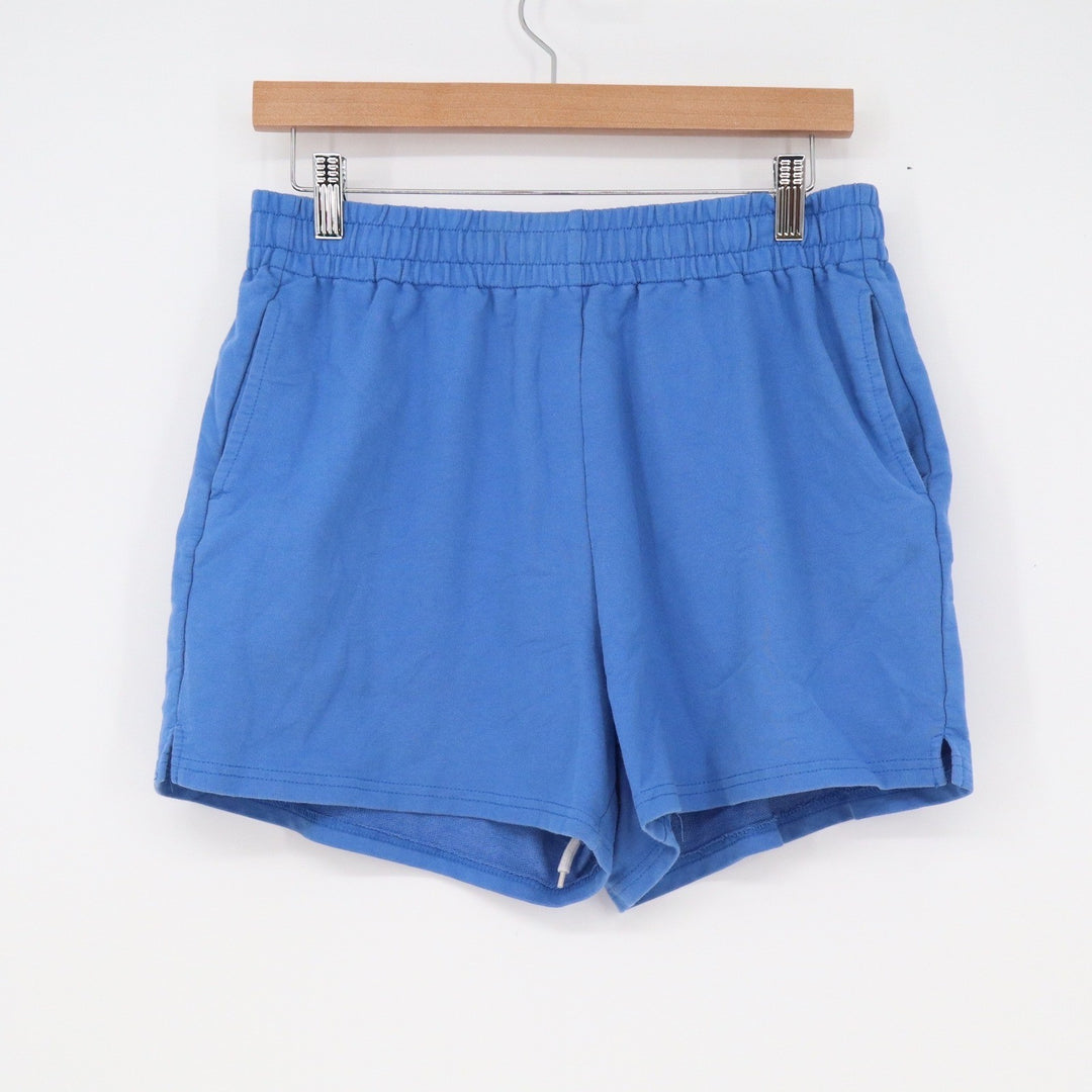 Automet Blue Sweat Shorts Womens Large Elastic Waist Pockets