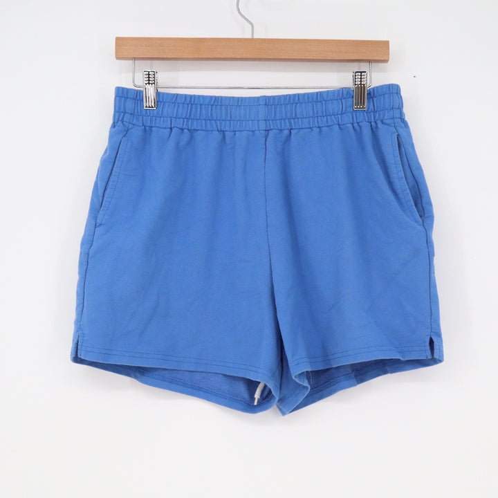 Automet Blue Sweat Shorts Womens Large Elastic Waist Pockets