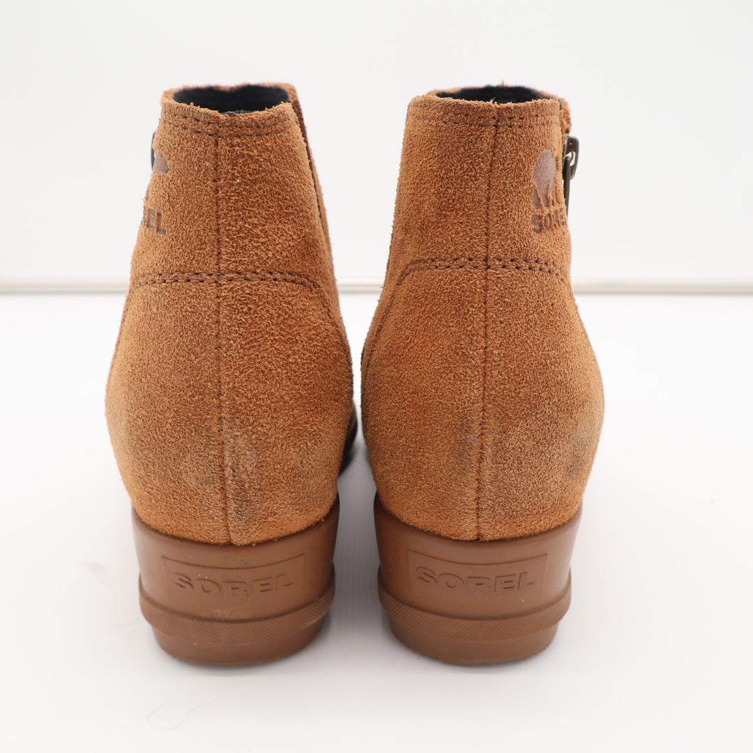 Sorel Ankle Boots Womens 8 Lolla II Tan Suede Wedge Side Zip Excellent