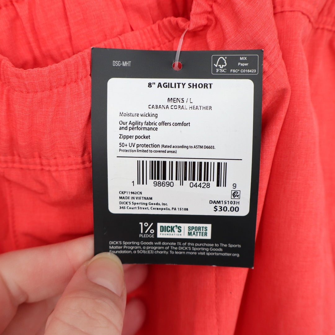 DSG Mens 8 Inch Agility Short Cabana Coral Heather Orange Athletic Large