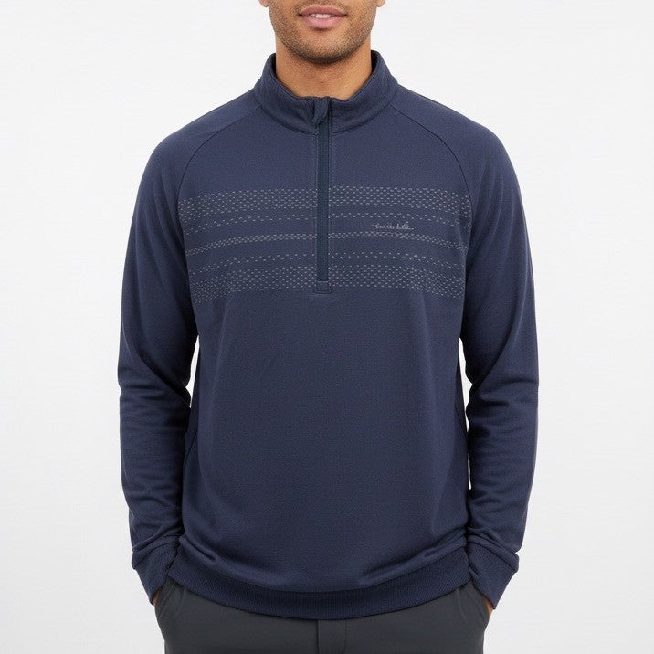 Travis Mathew Navy Blue Quarter Zip Pullover Athletic Shirt Mens XXL Long Sleeve