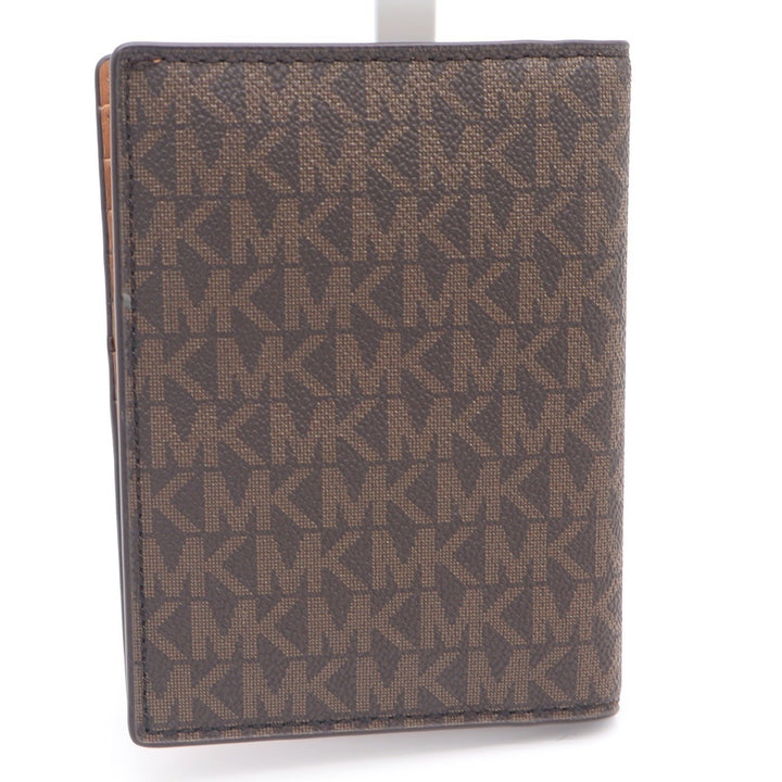 Michael Kors Brown Signature Logo Vertical Bifold Wallet ID Window