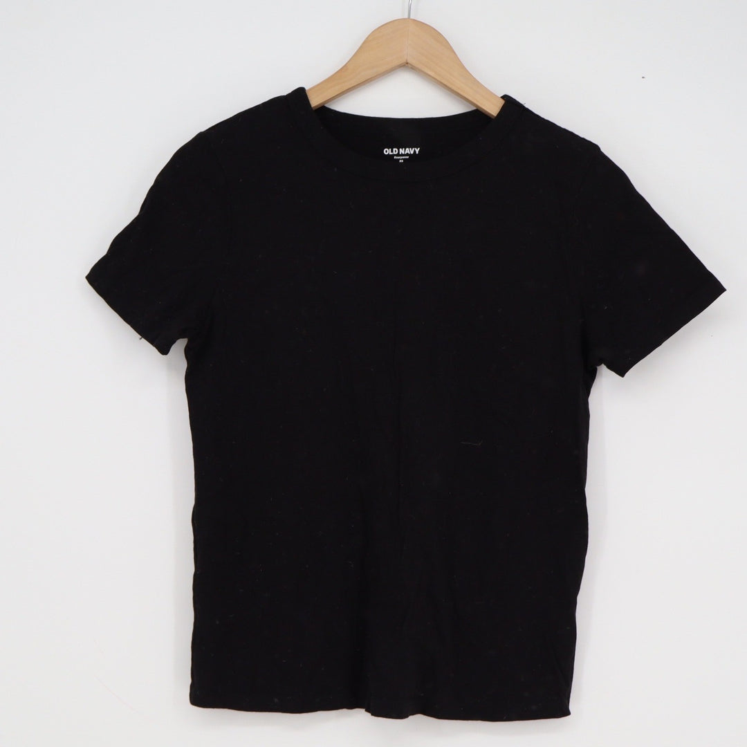 Old Navy Everywear Womens XS Black Cotton Short Sleeve Crewneck Basic T-Shirt