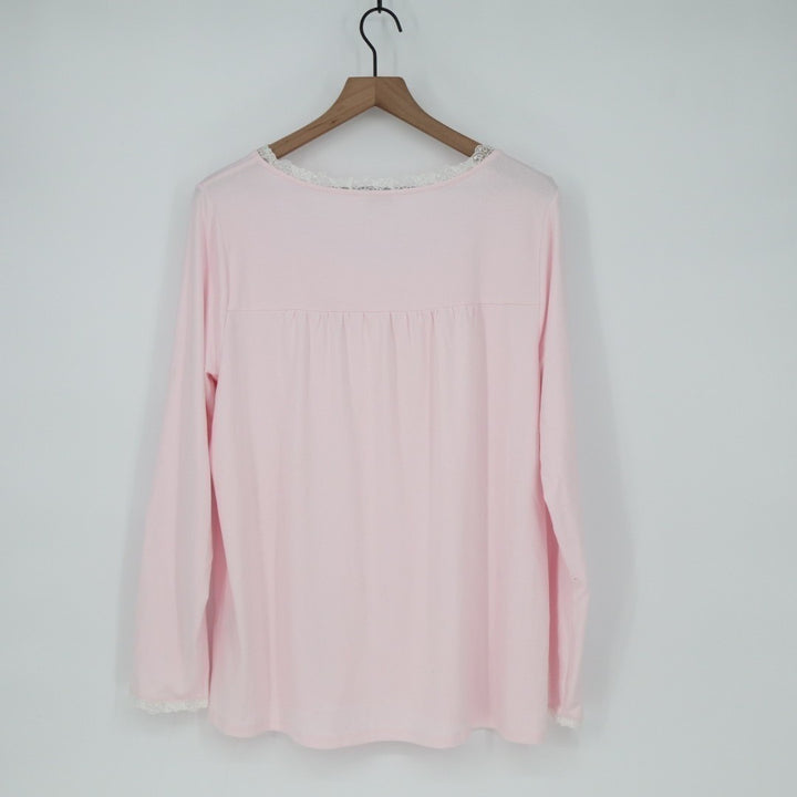 Charter Club Intimates Sleepwear Top Womens L Pink Stretch Pleated Square Neck