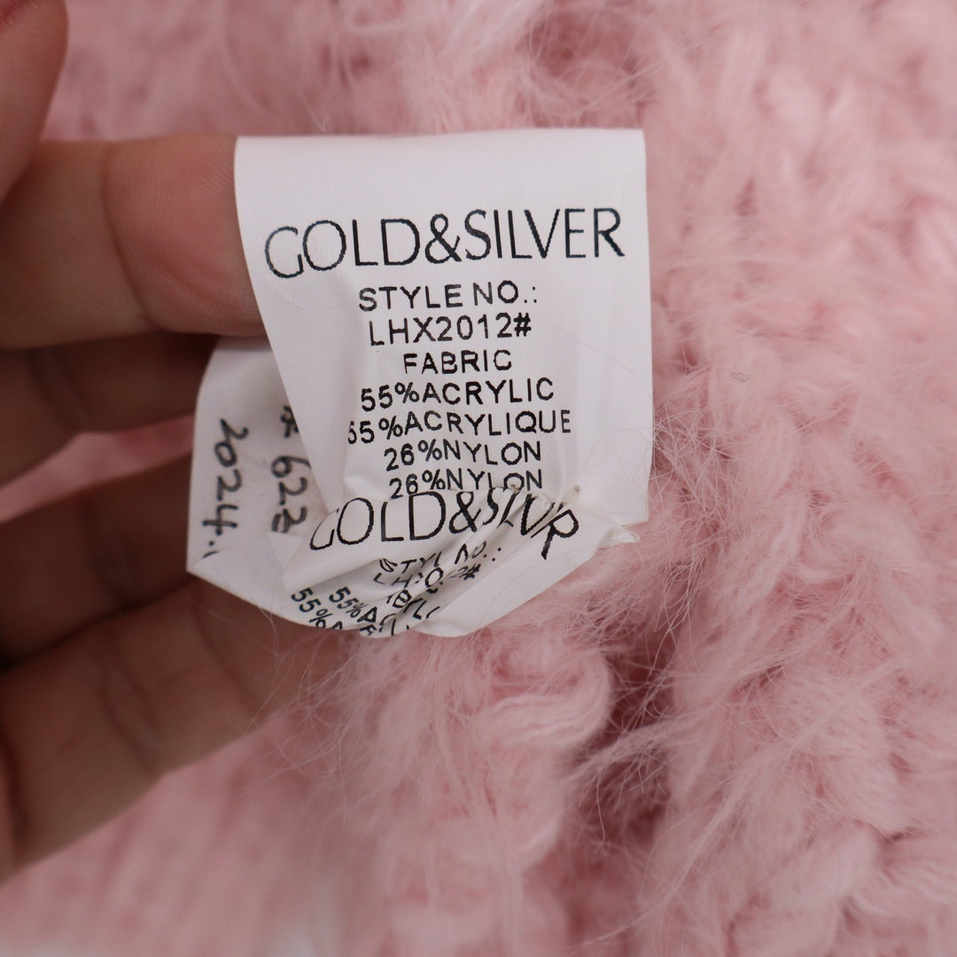 Storia Blush Pink Fuzzy Chunky Knit Toggle Cardigan Sweater