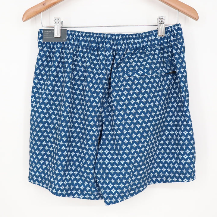 VRST Mens Resort Short 6" Deep Denim Print Blue Geometric Floral Size S NEW