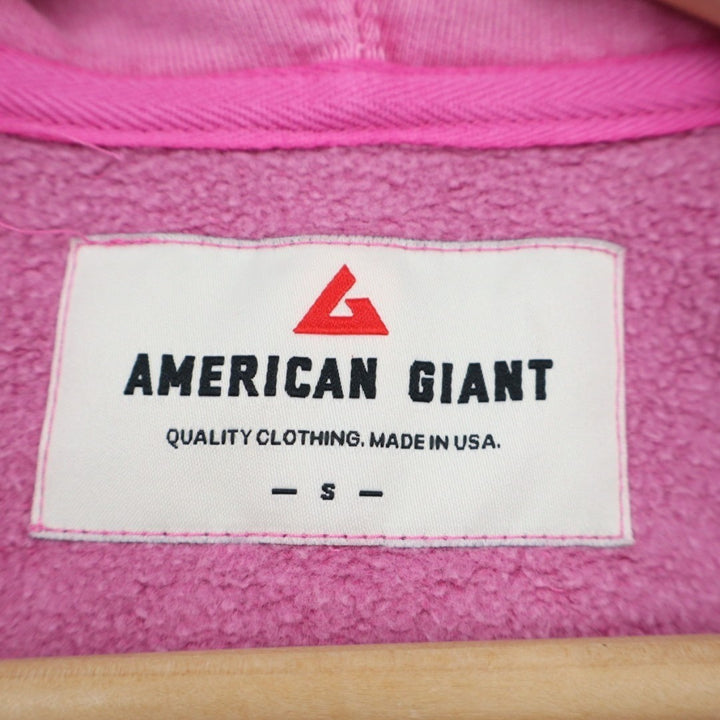 American Giant Hoodie Womens Small Pink Logo Fleece Lined Soft Cotton Full Zip