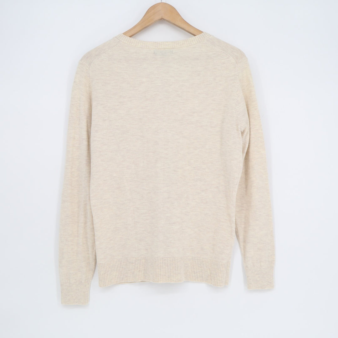 Gap Cardigan Sweater Womens Large Beige Knit Space Dye Button Front Long Sleeve