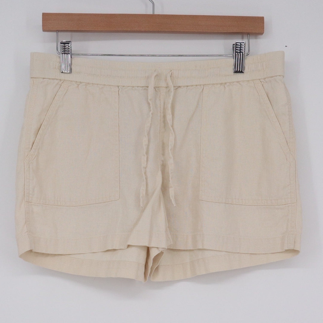 J.Crew Womens Linen Viscose Blend Pull On Shorts Cream Size S Elastic Waist 3in