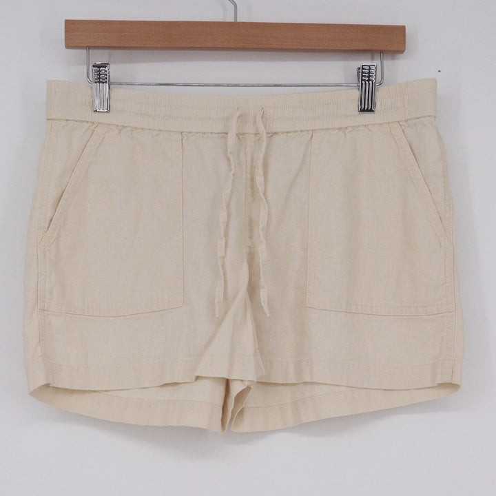 J.Crew Womens Linen Viscose Blend Pull On Shorts Cream Size S Elastic Waist 3in