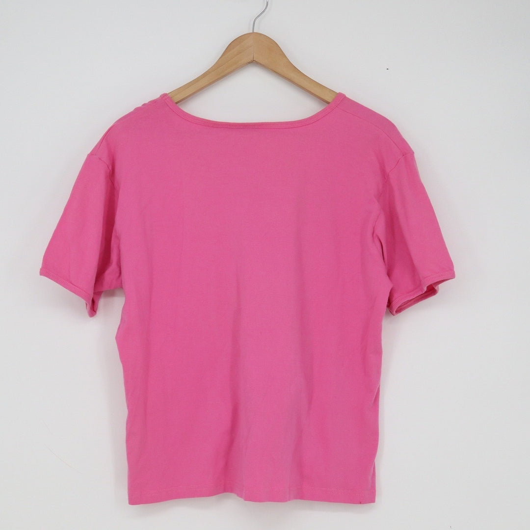 Erika & Co Womens XL Pink Scoop Neck Short Sleeve Cotton Blend Basic T-Shirt