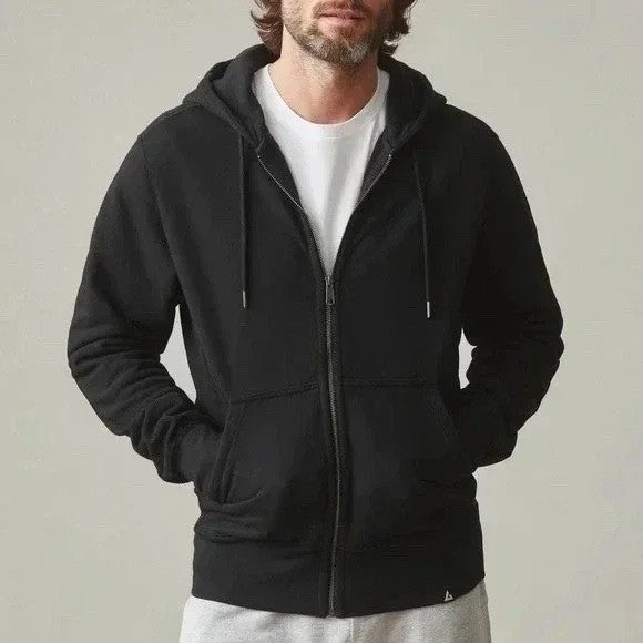 American Giant Full Zip Hoodie Black Cotton Made in USA Mens Size L