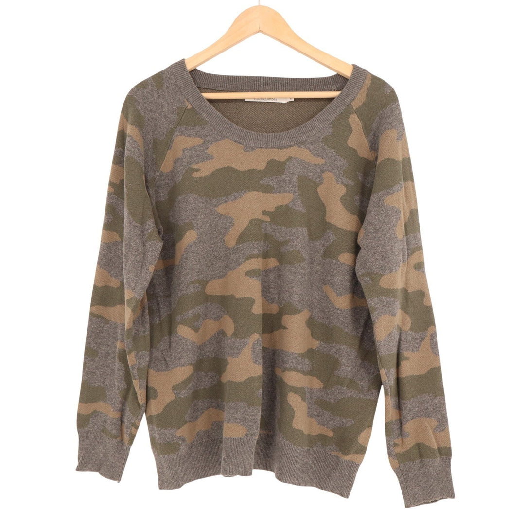 Stitches & Stripes Sweater Womens Medium Multicolor Camo Raglan Sleeve Pullover