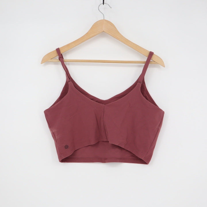 Athleta Burgundy Red V Neck Cropped Tank Top Size XL BCI Certified