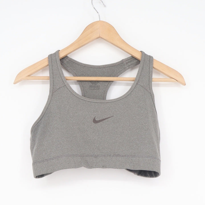 Nike Dri-FIT Sports Bra Womens Large Gray Heathered Racerback Swoosh