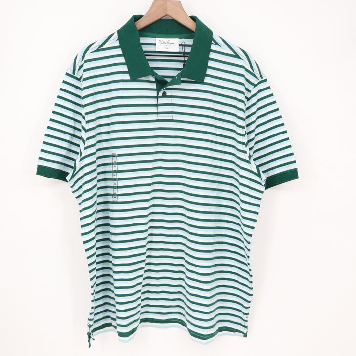 Walter Hagen Mens XXL Clubhouse Stripe Pique Polo Green Blue