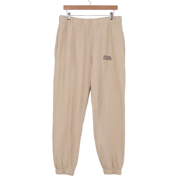 Spiritual Gangster Tan Beige Cotton Fleece Logo Jogger Sweatpants Large
