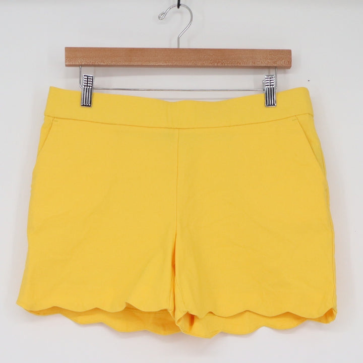 Jules & Leopold Yellow Scalloped Hem Shorts Womens Medium Stretch Mid