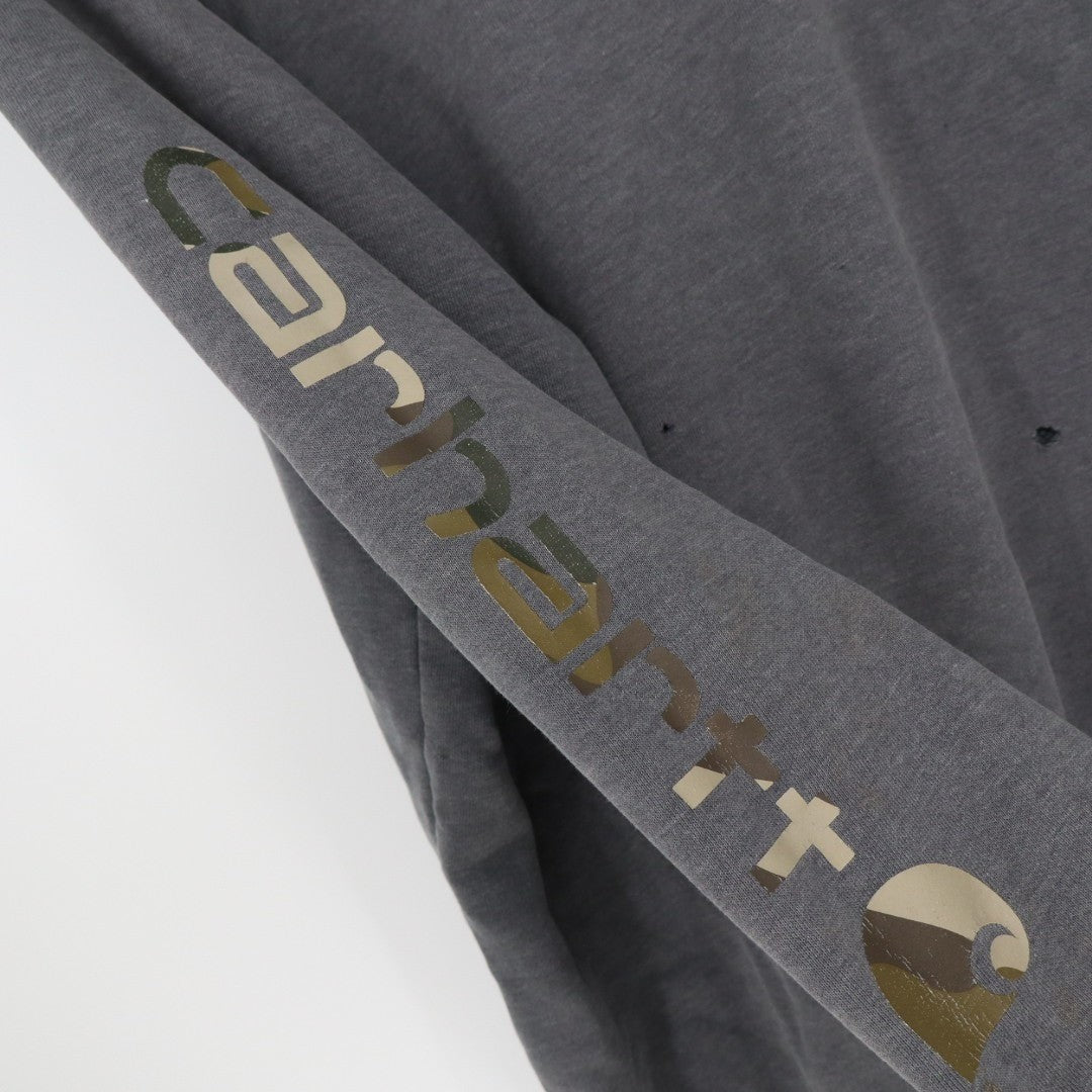 Carhartt Hoodie Mens Medium Charcoal Gray Cotton Fleece Lined Kangaroo Pocket