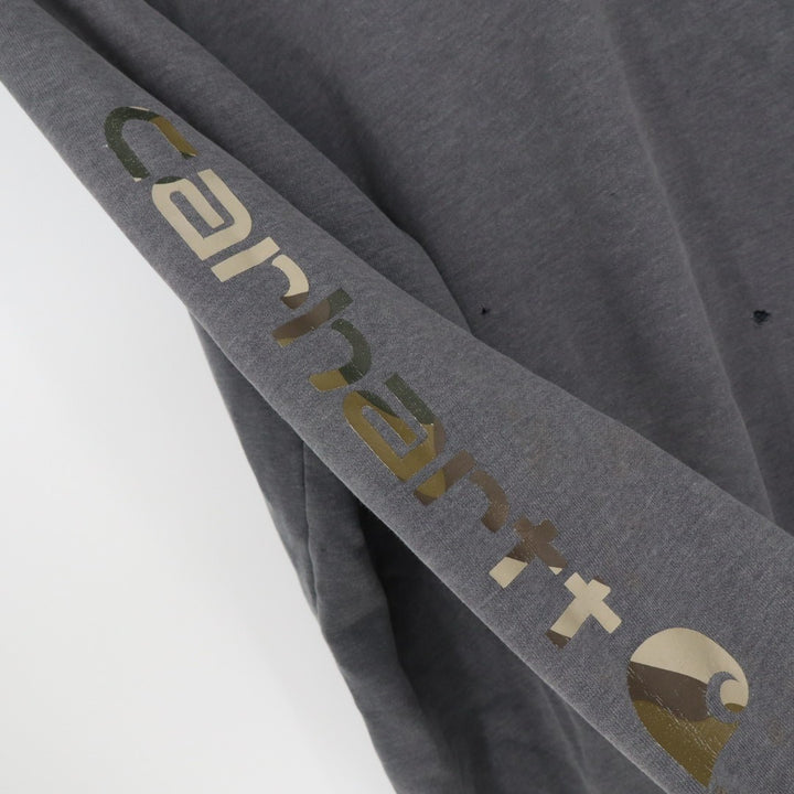 Carhartt Hoodie Mens Medium Charcoal Gray Cotton Fleece Lined Kangaroo Pocket