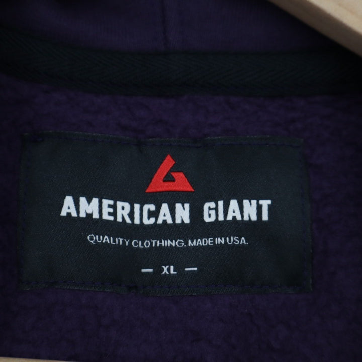 American Giant Hoodie Mens XL Purple Logo Fleece Lined Cotton Classic Full Zip