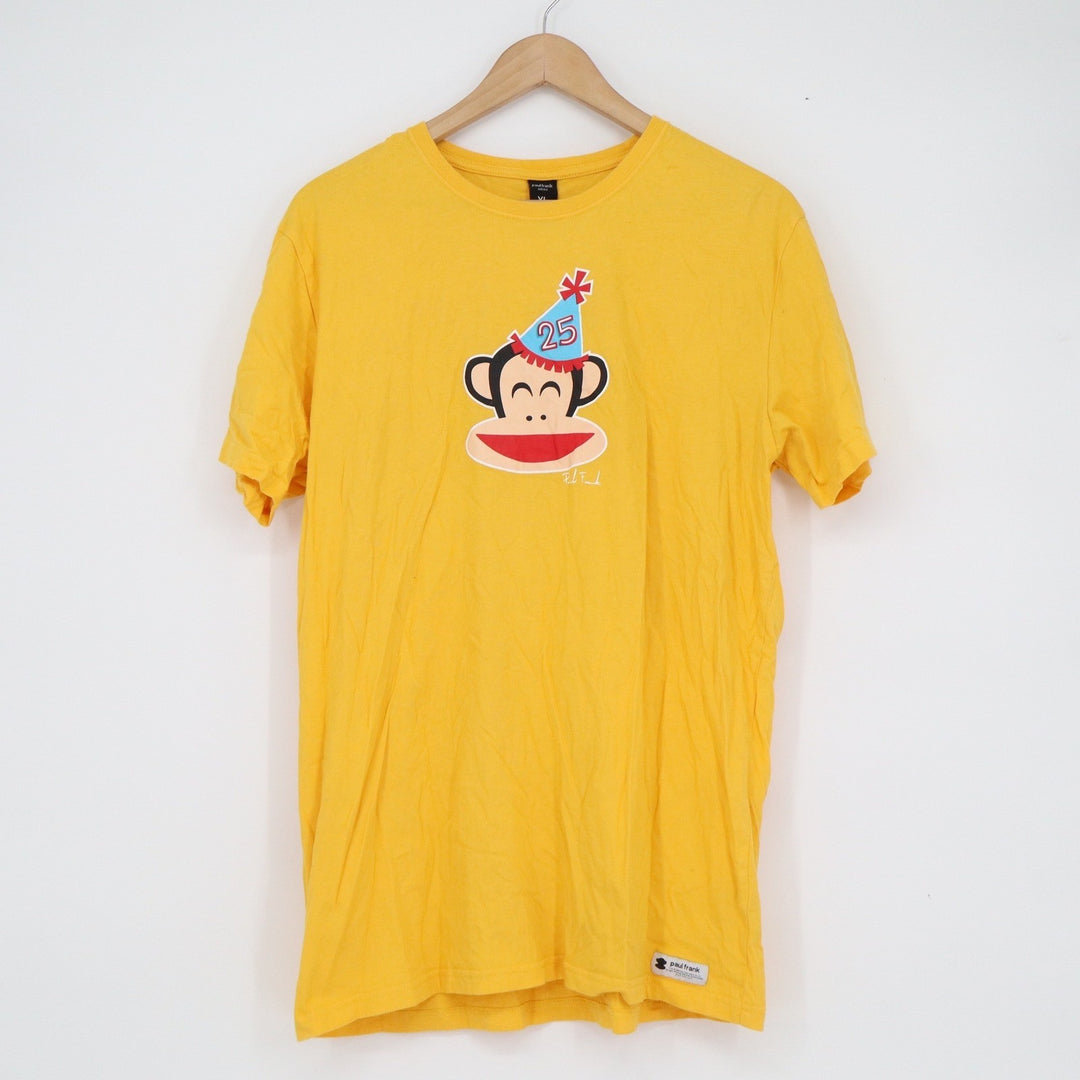 Paul Frank Julius Monkey Birthday Hat Yellow Graphic T-Shirt Unisex XL