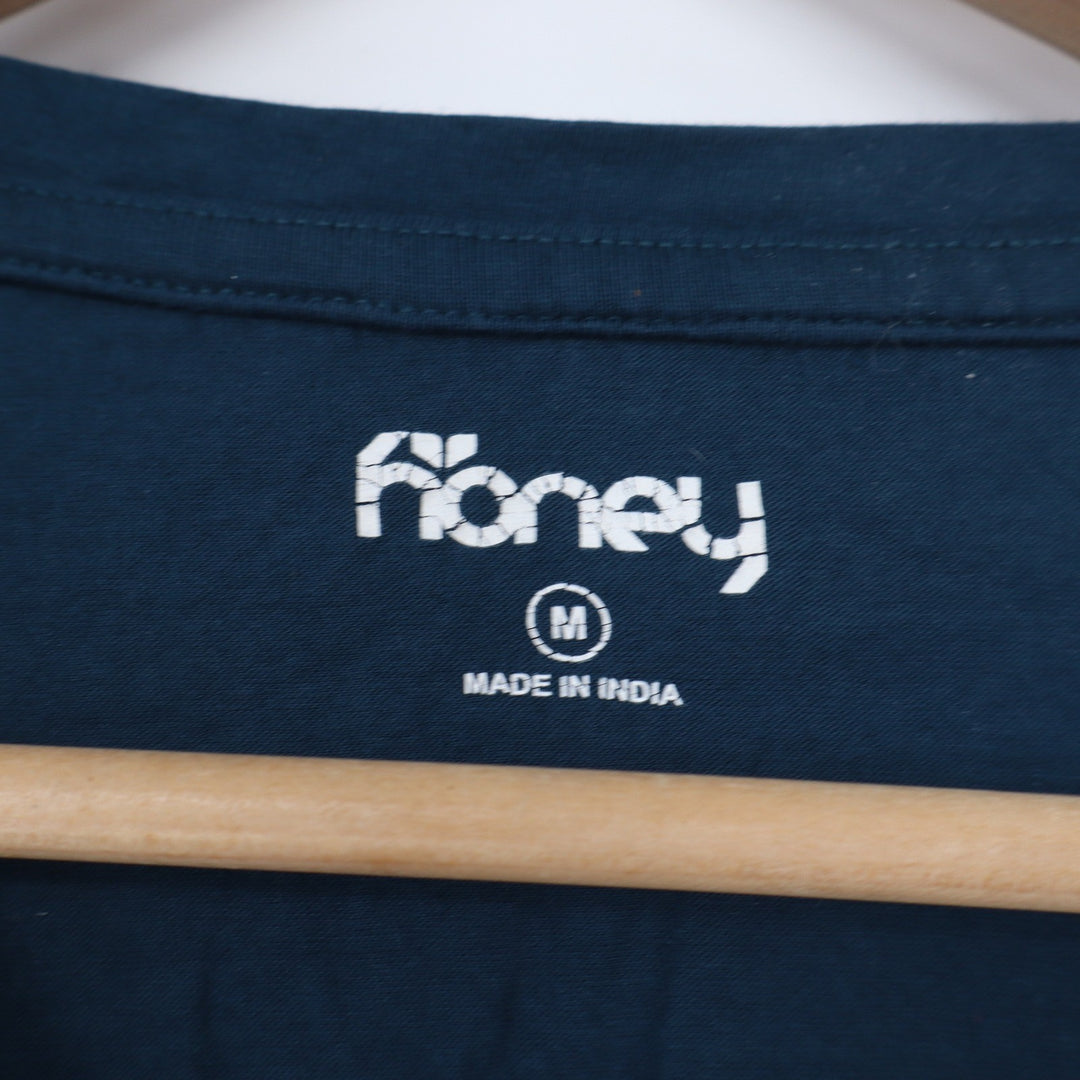 Honey Womens Teal Blue Floral Grateful Growing Glowing Graphic Tee Size M Cotton