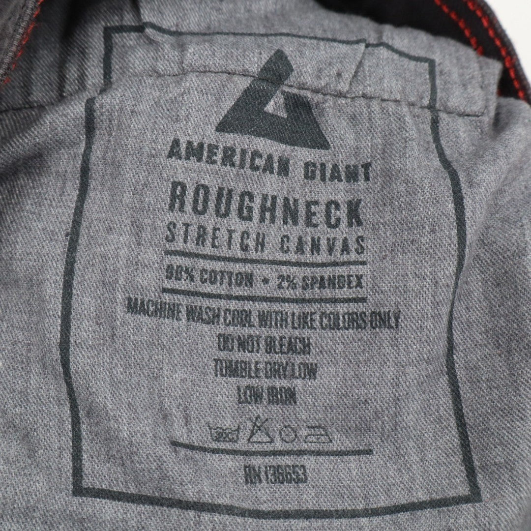 American Giant Roughneck Jeans Mens 36x34 Black Canvas Cotton Stretch Skinny Leg
