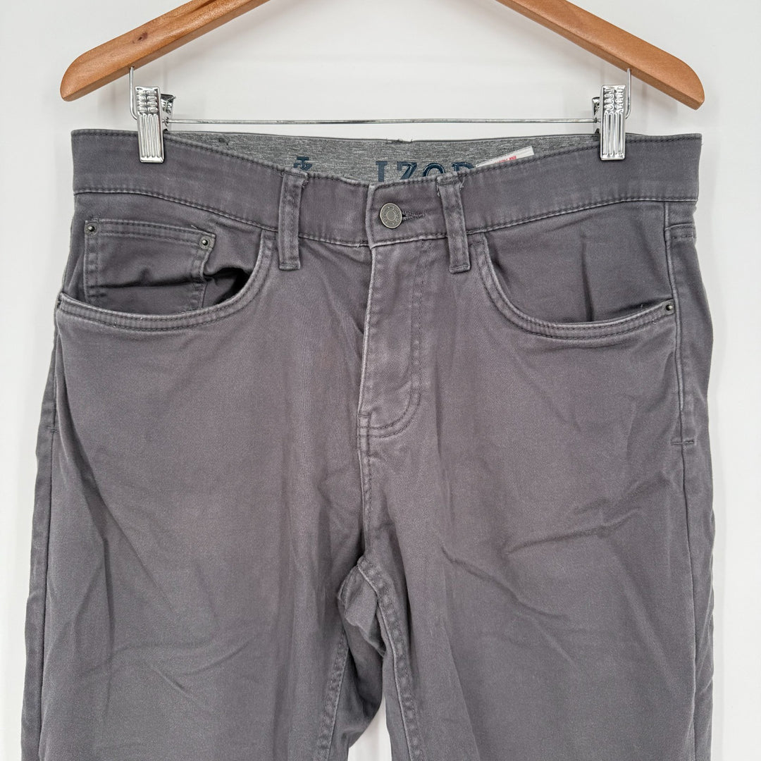 Izod Jeans Mens 32x32 Gray Denim Cotton Straight Leg Stretch Logo Regular Fit