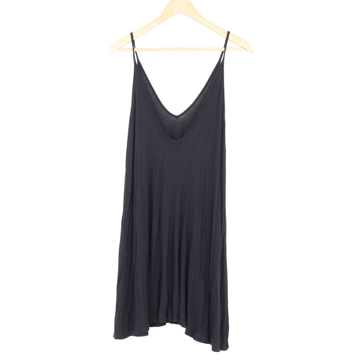 Popular Basics Black Mini Dress Spaghetti Strap V-Neck L