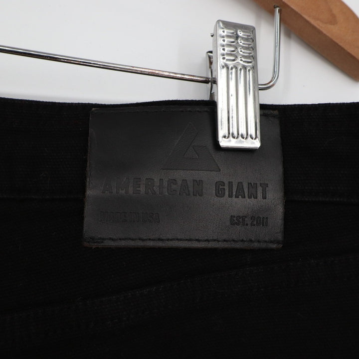 American Giant Roughneck Straight Jeans Mens 34x34 Black Canvas Cotton Stretch