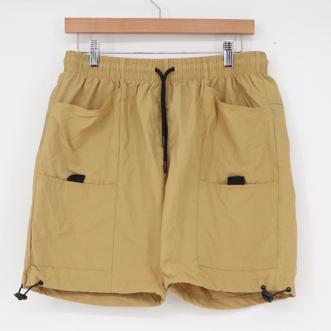 Original Deluxe Supply Mens Tan Nylon Cargo Shorts Elastic Waist Khaki Large
