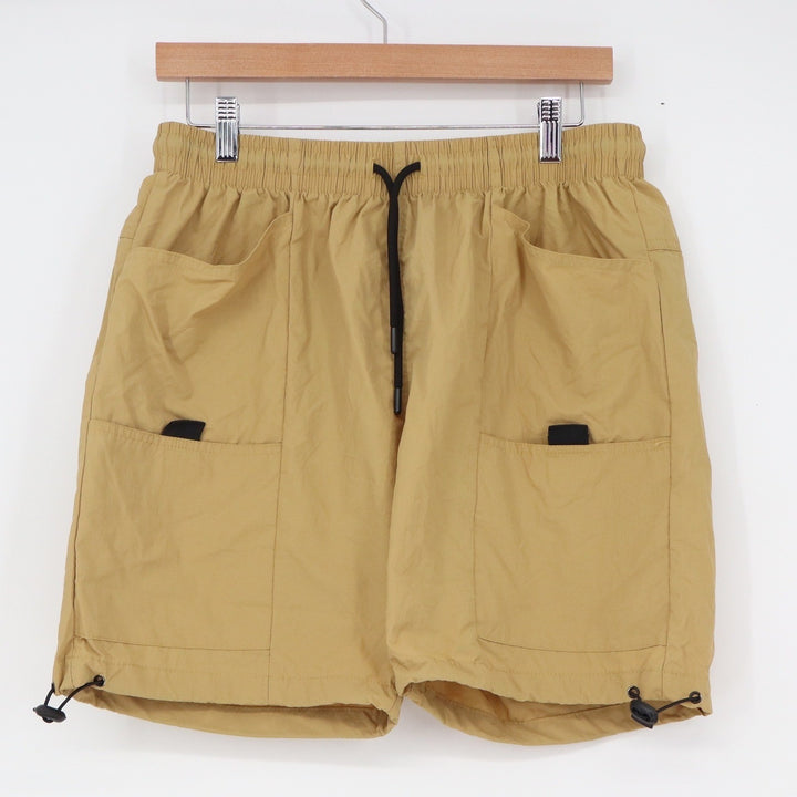 Original Deluxe Supply Mens Tan Nylon Cargo Shorts Elastic Waist Khaki Large