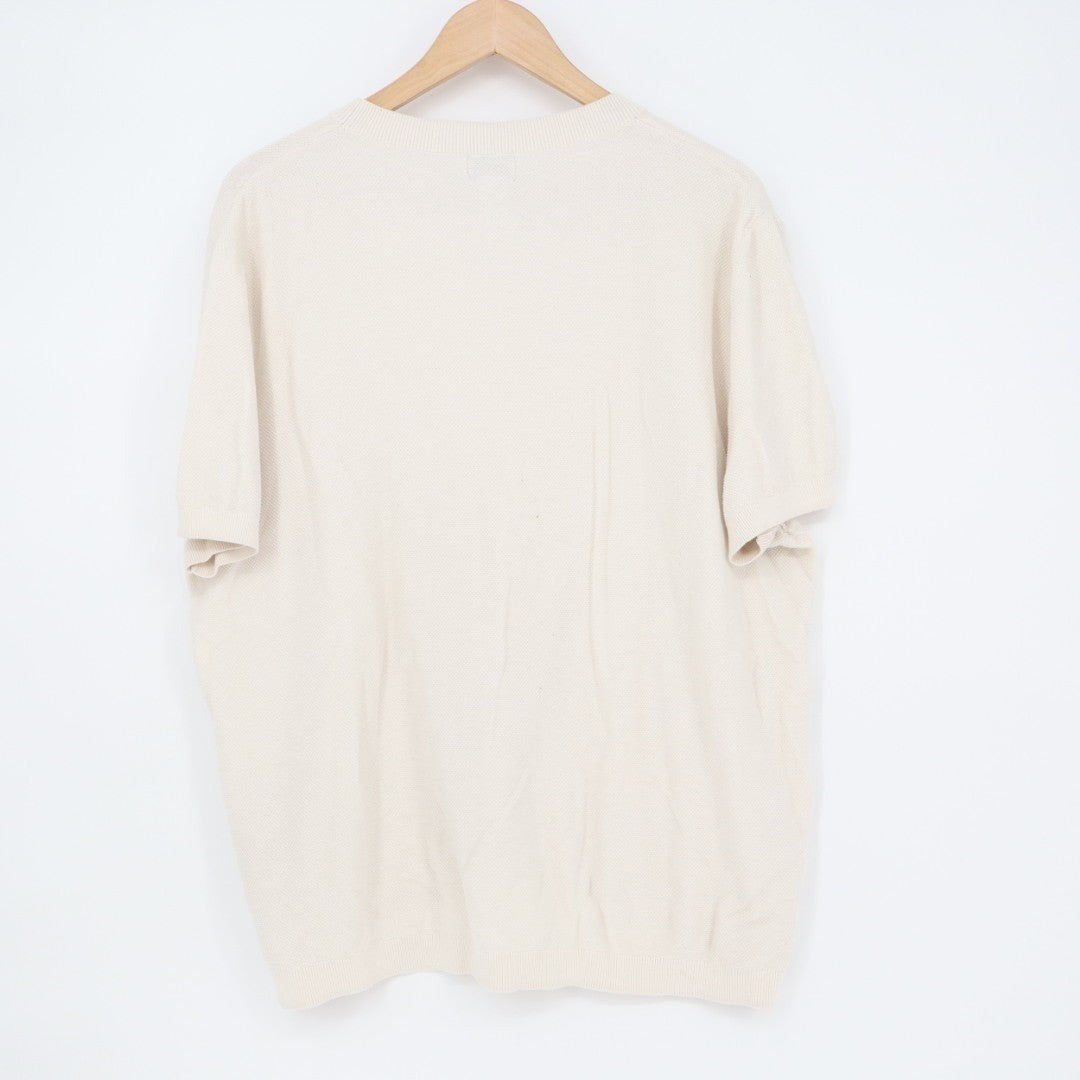 H&M T-Shirt Mens XL Beige Knit Regular Fit Coupe Standard Crew Neck Short Sleeve