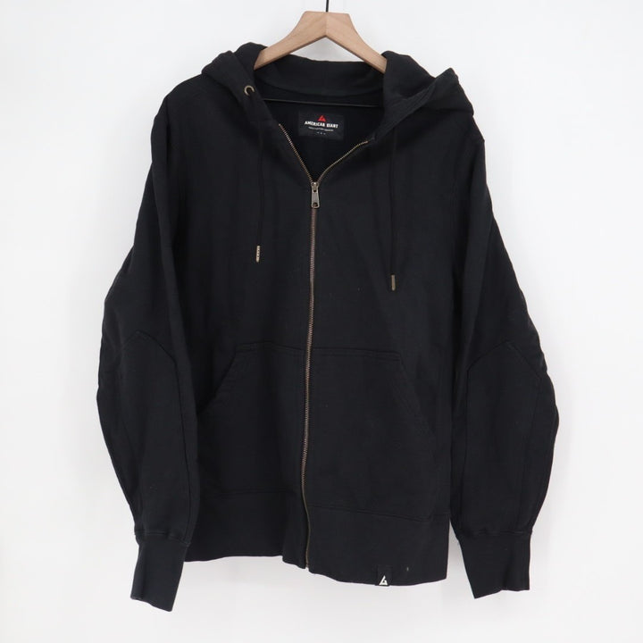 American Giant Hoodie Men Large Black Full Zip Cotton Sherpa Lined Everyday Wear