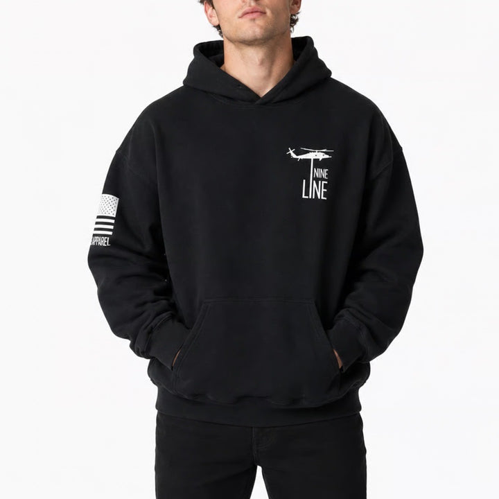 Nine Line Apparel Hoodie Mens XL Black Cotton Graphic Print Kangaroo Pocket