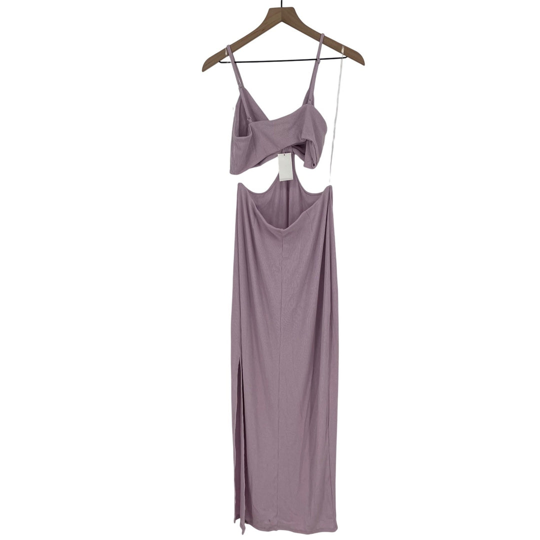 FORE Cut Out Twist Front Ribbed Maxi Dress Lilac XL