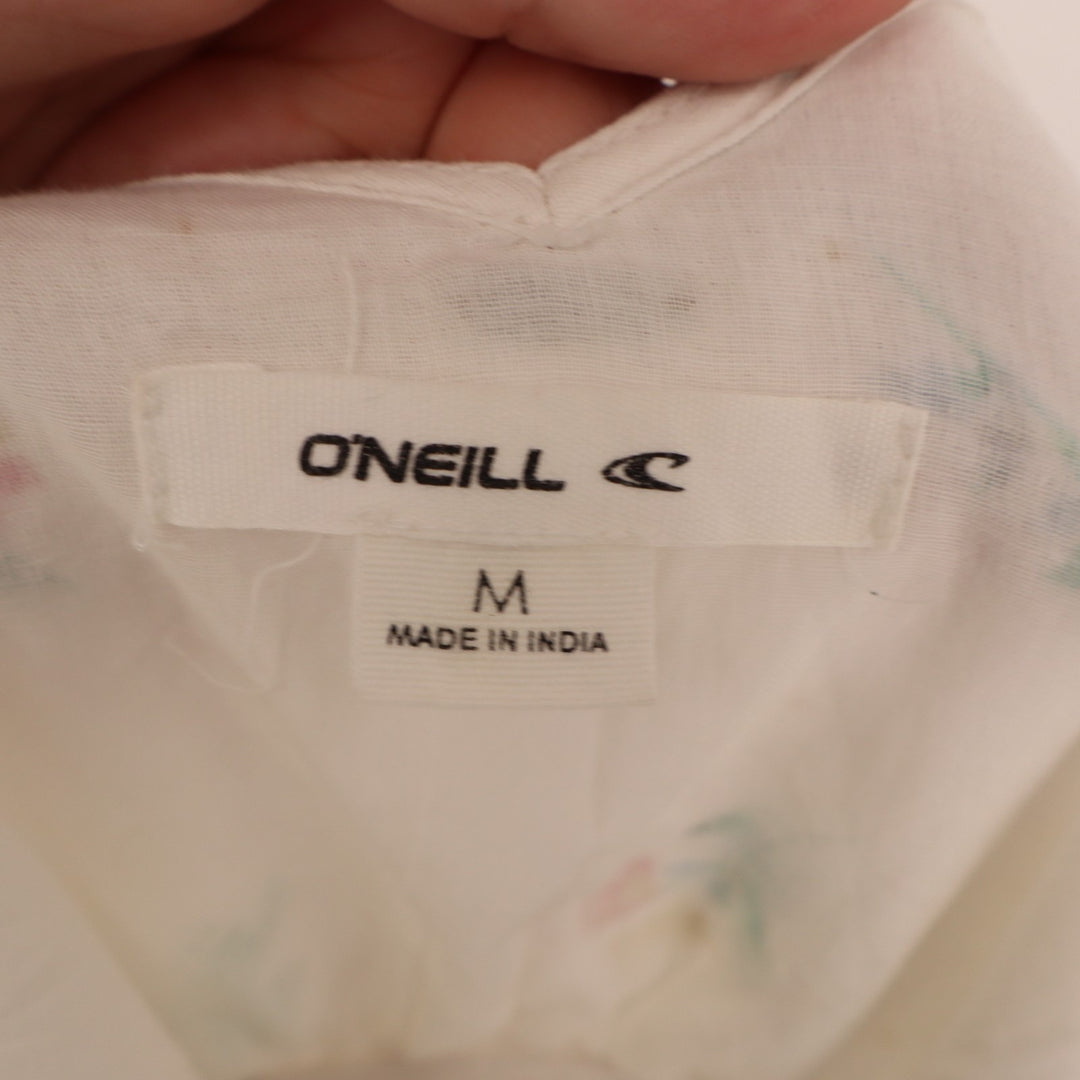 O'neill Midi Dress Womens M White Floral Pleated Button Front Spaghetti Straps