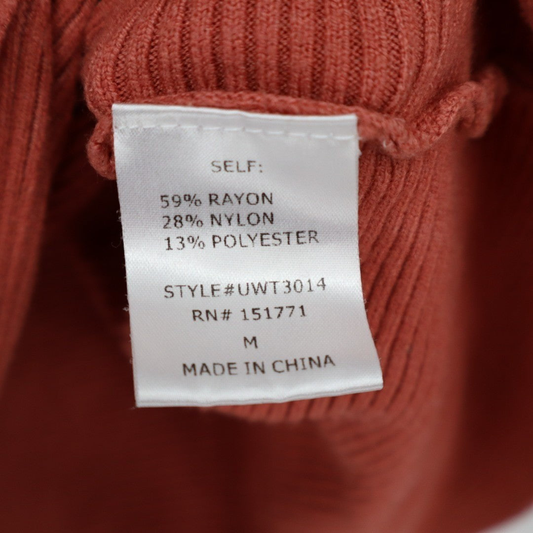 Gilli Sweater Womens Medium Rust Knit Ribbed Mock Neck Long Sleeve Winter Wear