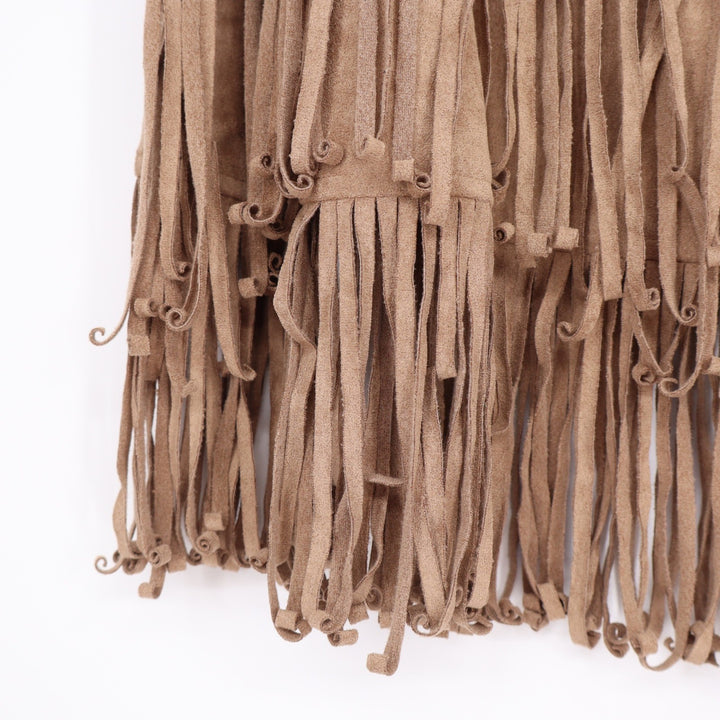 Easel Camel Faux Suede Fringe Mini Skirt Brown Western Boho Large