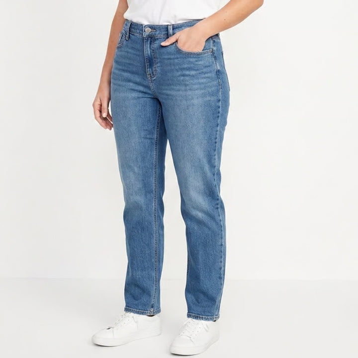 Old Navy Wow Boyfriend Jeans Womens 6P Blue Cotton Stretch Mid Rise Straight Leg