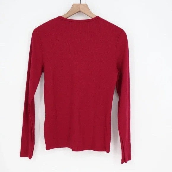 American Giant Luxe Rib Tee Shirt Women Small Red Cotton Stretch Slim Fit Casual