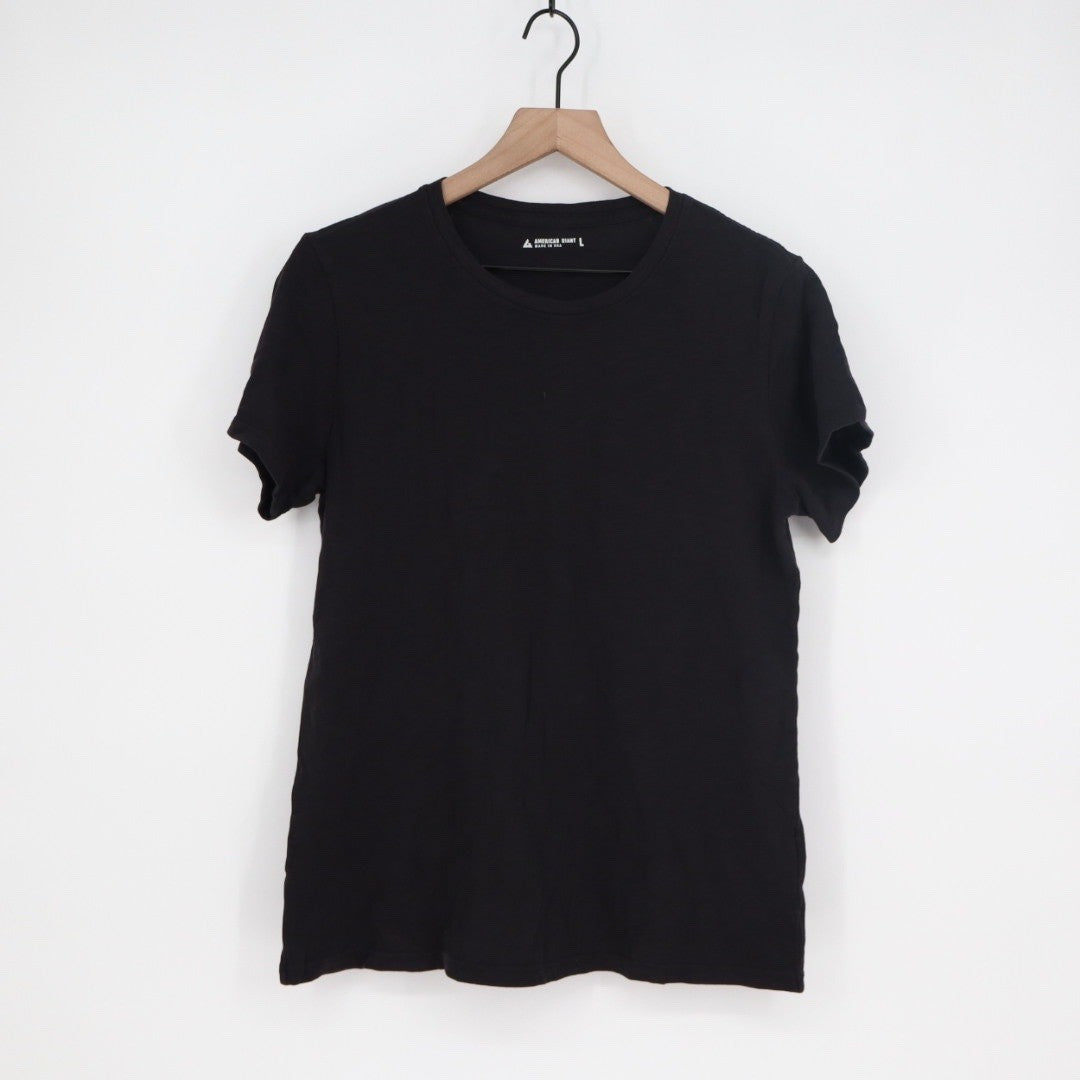 American Giant Women's Tee Black Crew Neck Short Sleeve Made in USA Size L