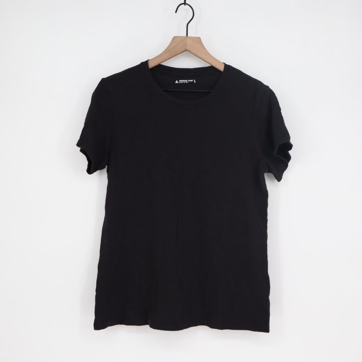American Giant Women's Tee Black Crew Neck Short Sleeve Made in USA Size L
