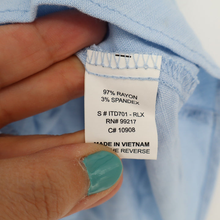 Moa Moa Tank Top Women's Large Light Blue Stretch Ruffle Sleeve Square Neck