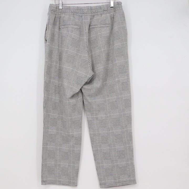 A New Day Grey Plaid Pull On Trousers Womens Medium Elastic Drawstring Pants